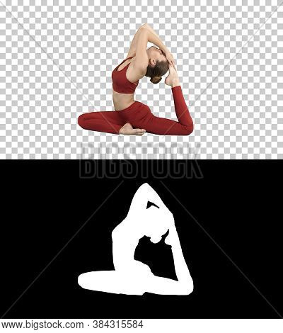 Beautiful Young Womandoing Yoga Or Pilates Exercise One Legged King Pigeon Pose, Eka Pada Rajakapota