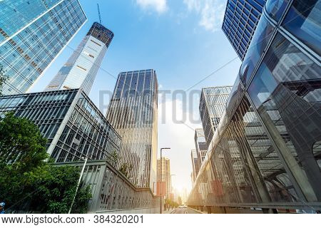 High-rise Buildings In The Financial District Of The City, Jinan, China.