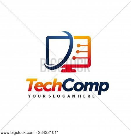 Pc Tech, Computer Tech, Computer Repair, Computer Services Logo Vector