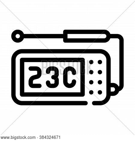 Thermometer With Probe Measuring Equipment Line Icon Vector Illustration