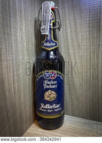 Bangkok Thailand - 7 Sep 2020: A Bottle Of Hacker Pschorr Beer In The Shelf, This Beer Is Production