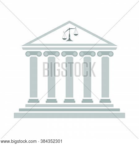 Courthouse Icon. Flat Color Design. Vector Illustration.
