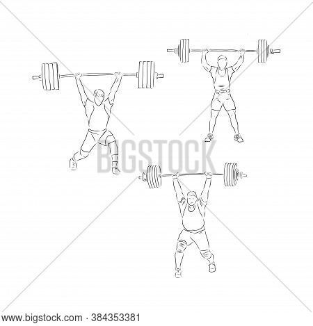 Sporty Man Lifting A Heavy Weight Barbell In The Gym. Strong Sportsman Doing Exercise With Barbell. 