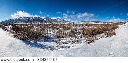 View Of Ulagan Highlands In Altay Mountains In The Winter, Siberia, Russia