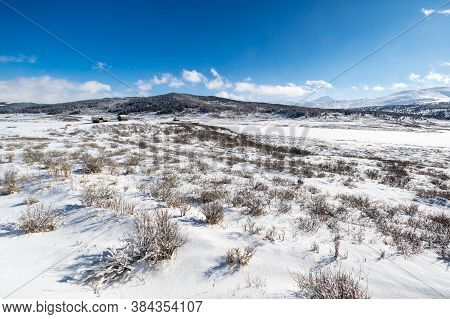 View Of Ulagan Highlands In Altay Mountains In The Winter, Siberia, Russia
