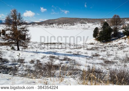 View Of Ulagan Highlands In Altay Mountains In The Winter, Siberia, Russia