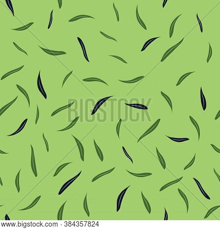 Abstract Greek Leaves Repeat Pattern On Green Background