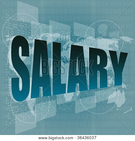 เงินเดือนคำบนหน้าจอดิจิตอลมีแผนที่โลก - แนวคิดทางธุรกิจ