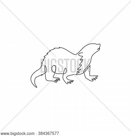 One Continuous Line Drawing Of Cute Otter For Company Logo Company Identity. Lutrinae Animal Mascot 