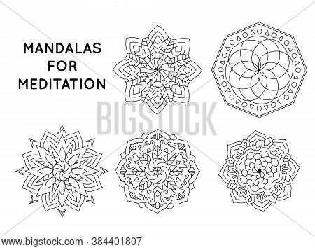 Flower Mandala Outline Patterns For Coloring Books