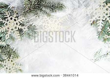 Schneebedeckten Zweige der Fichte