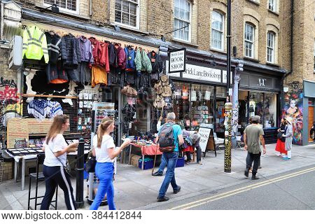 London, Uk - July 13, 2019: People Visit Brick Lane Street In Shoreditch District Of London. Shoredi
