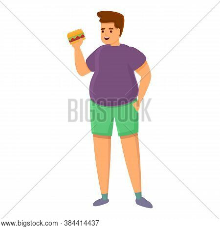 Gluttony Burger Icon. Cartoon Of Gluttony Burger Vector Icon For Web Design Isolated On White Backgr