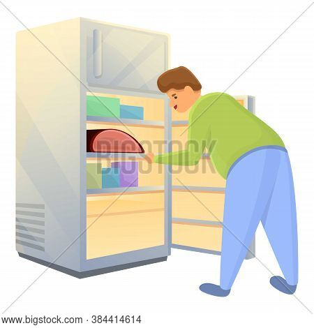 Gluttony Food Fridge Icon. Cartoon Of Gluttony Food Fridge Vector Icon For Web Design Isolated On Wh