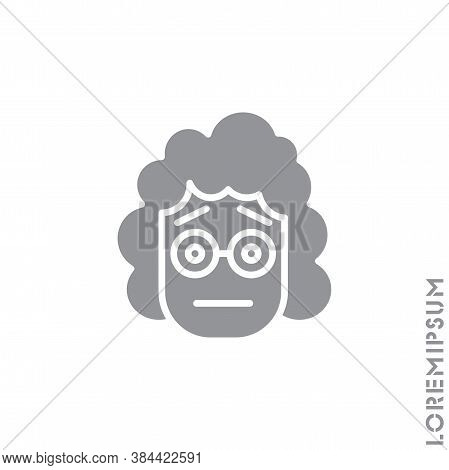 Cute Girl, Woman Icon Emoticon Sticker, Vector Illustration. Embarrassed Shy Blushing Face Emoticon 