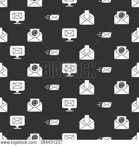 Set Envelope, Mail And E-mail, Speech Bubble With Envelope And Express Envelope On Seamless Pattern.