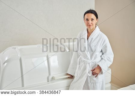 Confident Beauty Center Visitor Waiting For Her Treatment