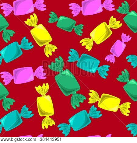 Seamless Vector Pattern With Sweet Caramel Candy