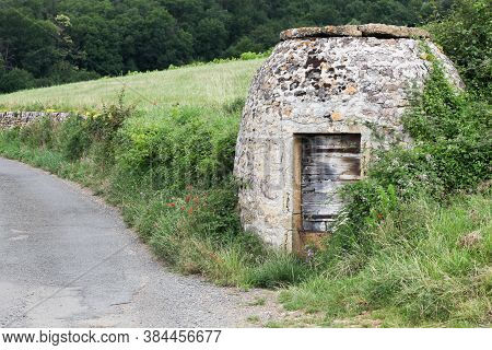 Old And Typical Stone Hut Called Cadole In French Language In The Vineyards Of Beaujolais, France