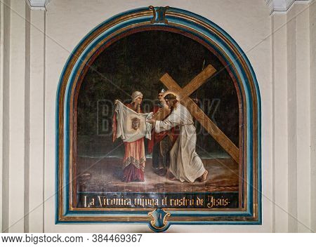 Leon, Nicaragua - November 27, 2008: Cathedral Of Assumption, Asuncion.. Closeup Of Sixth Station Of