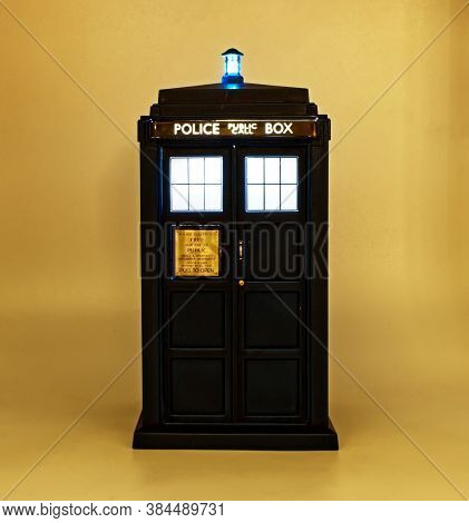 Illuminated Police Call Box. Tardis From Doctor Who