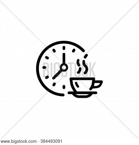Breaktime Icon. Cup Of Coffee With Clock. Vector On Isolated White Background. Eps 10