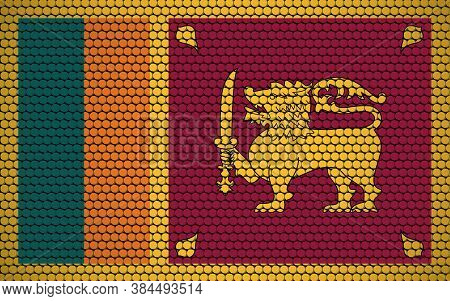 Abstract Flag Of Sri Lanka Made Of Circles. Sri Lankan Flag Designed With Colored Dots Giving It A M
