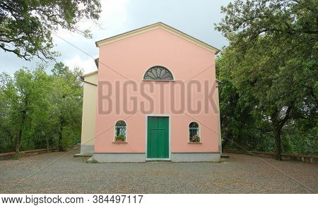 Castiglione Chiavarese, Genoa, Liguria / Italy - June 18 2020: Sanctuary Of Our Lady Of Loreto In Ma