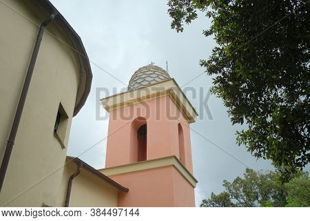 Castiglione Chiavarese, Genoa, Liguria / Italy - June 18 2020: Sanctuary Of Our Lady Of Loreto In Ma