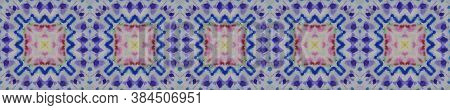 Tribal Boho Pattern. Seamless Tie Dye Ornament. Ikat Asian Design. Abstract Shibori Design. Blue, In