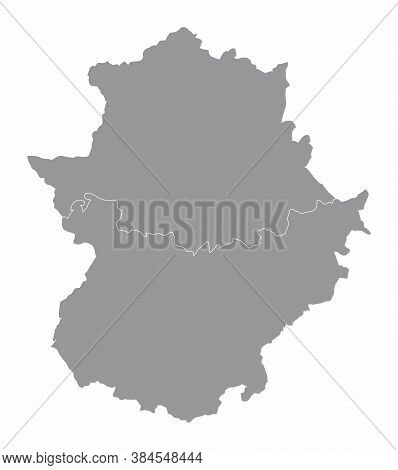 The Extremadura Region Map Divided In Provinces, Spain