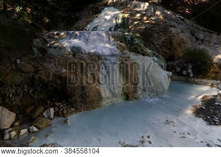 The Thermal Waters Of Bagni San Filippo In Tuscany, Italy. High Quality Photo