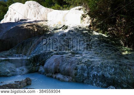 The Thermal Waters Of Bagni San Filippo In Tuscany, Italy. High Quality Photo