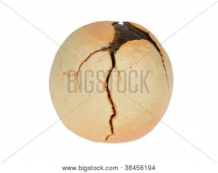 Old Cracked Clay Pottery Isolated