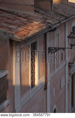 Rome, Italy - June 27, 2010: Afternoon Light On One Of The Side Windows Of The Church Of San Giusepp