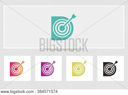 Minimal Success Target Logo On D Letter. D Letter Target Logo.