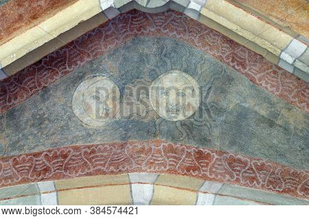 PETROVINA, CROATIA - JULY 22, 2013: Fresco in the Parish Church of Saint Peter in Petrovina, Croatia