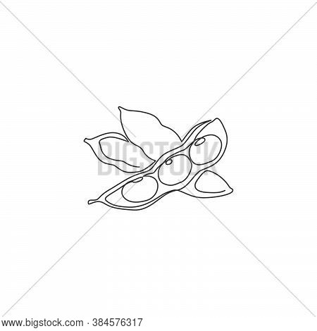 One Continuous Line Drawing Of Whole Healthy Organic Green Edamame For Farm Logo Identity. Fresh Jap