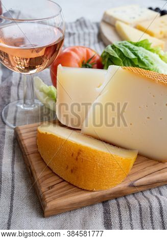 Cheese Collection, French Fol Epi  Cheese With Many Little Holes, Etorki  And Ossau Iraty Cheese