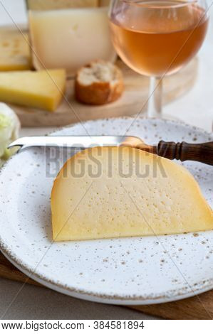 Cheese Collection, French Fol Epi  Cheese With Many Little Holes, Etorki, Tomme Noire Des Pyrenees A