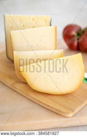 Cheese Collection, French Fol Epi  Cheese With Many Little Holes, Etorki, Tomme Noire Des Pyrenees A