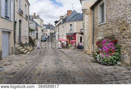 Sable Sur Sarthe, France, July 2019 - Street View Of The Town Of Sable Sur Sarthe, France