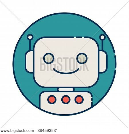 Flat Vector Illustration: Chat Bot Icon. Flat Line Style Vector.