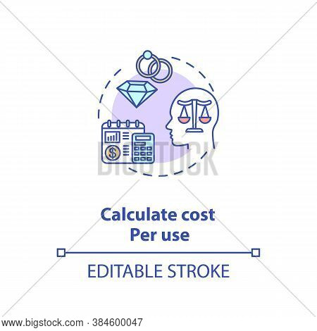 Calculate Cost Per Use Concept Icon. Budget Saving Advice. Better Life. Smart Money Spending Idea Th