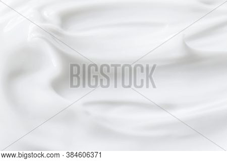 Pure White Cream Texture As Abstract Background, Food Substance Or Organic Cosmetic