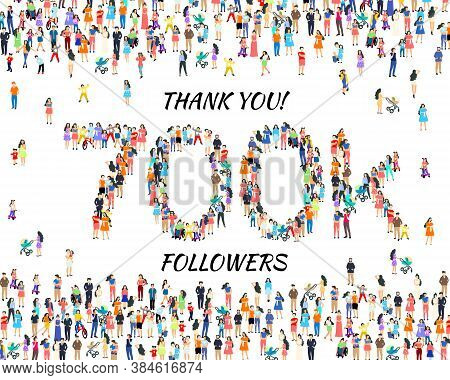 Thank You Followers Peoples, 700k Online Social Group, Happy Banner Celebrate, Vector