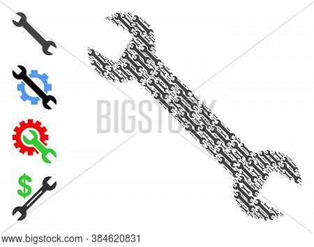 Vector Wrench Collage Is Formed From Scattered Self Wrench Icons. Recursive Collage Of Wrench. Some 