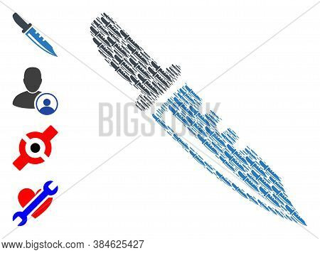 Vector Knife Mosaic Is Composed Of Randomized Self Knife Icons. Fractal Mosaic Of Knife. Some Other 
