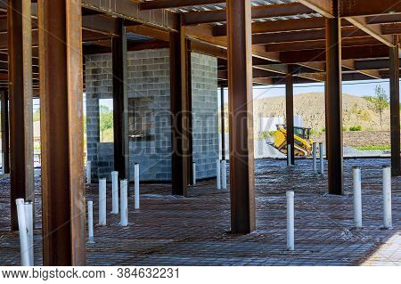 Pex And Drain Sewer Pipes In Home Assembling System Of Sanitary Pipes In The Ground