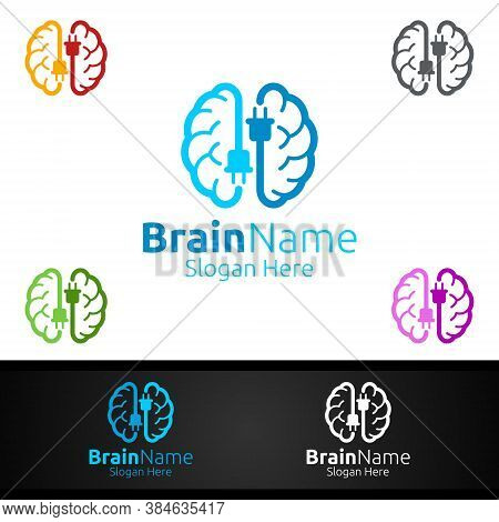 Power Brain Logo With Think Idea Concept Design